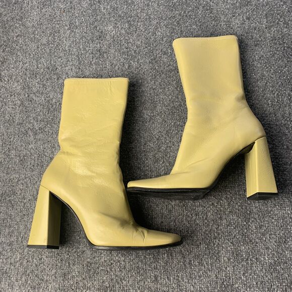 BY FAR Leather Boots High Heel Side Zip Mid Calf Made Portugal Size 40 EU / 9 US - Picture 3 of 14